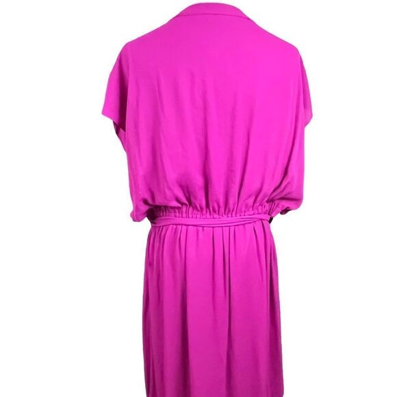 Fuchsia Blouson Wrap Skirt Midi Dress PXXL NWT - Picture 3 of 8